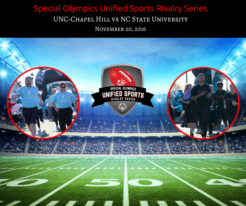SONorthCarolina's tweet photo. Don't miss your chance to see #UNCvsNCSTATE on Nov 20 as part of @SpecialOlympics Unified Rivalry Series! #PlayUnified https://t.co/SKSG2perNk