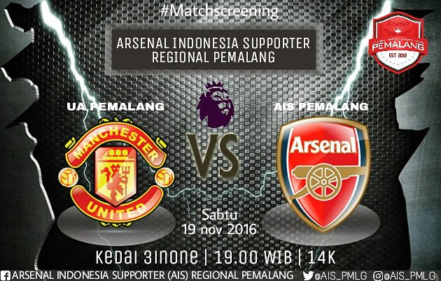 AIS_PMLG's tweet photo. Sparing #Nobar @ais_pmlg with @unitedarmy_PMLG 
MAN UNITED vs ARSENAL
📆Sabtu 19 nov 2016
🏠Kedai 3 in One Widuri
🕡19.00 wib
💰14K
#ramaikan https://t.co/ohaeAZo4t1