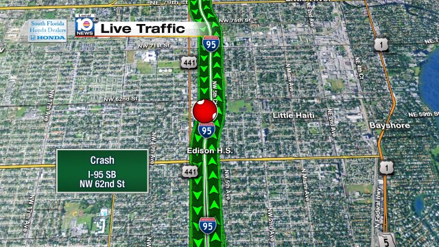 Crash on I-95 SB at NW 62nd St #traffic https://t.co/6yz56bC8ZK
