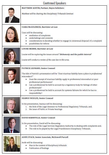 IrishConfs's tweet image. Places still available on our Disciplinary Tribunals half day CPD Seminar this Tuesday 22nd! Details here: irishconferences.ie/event/discipli…