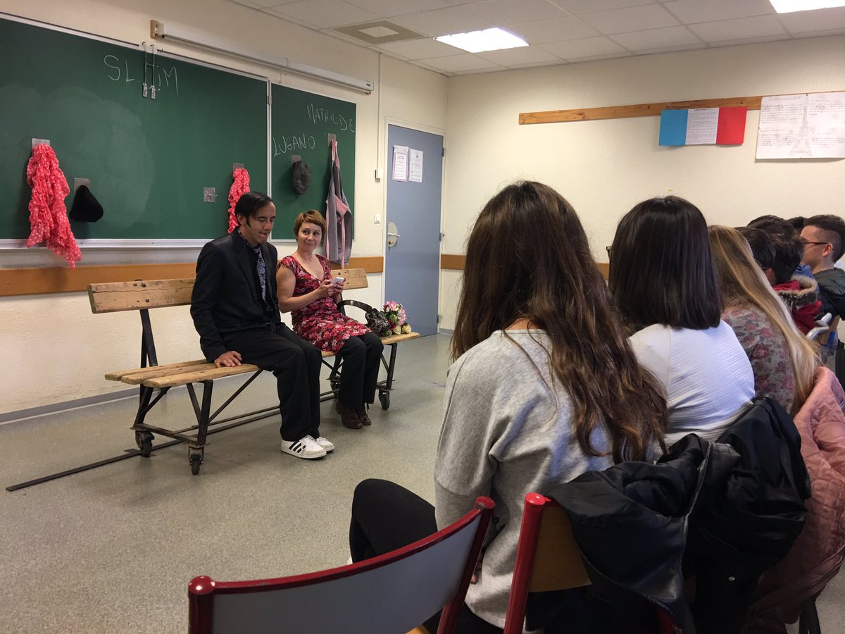 chchanut's tweet photo. "Une petite entaille" X. Durringer / F. Bergès dans le cadre de Collèges en Tournée #CD34 avec la @SNSete #colt34 https://t.co/eZwIAHxuds