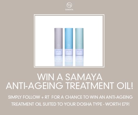 Follow + RT to #win an Anti-Ageing Treatment Oil specifically suited to your constitution! #FreebieFriday #Ayurveda #bbloggers