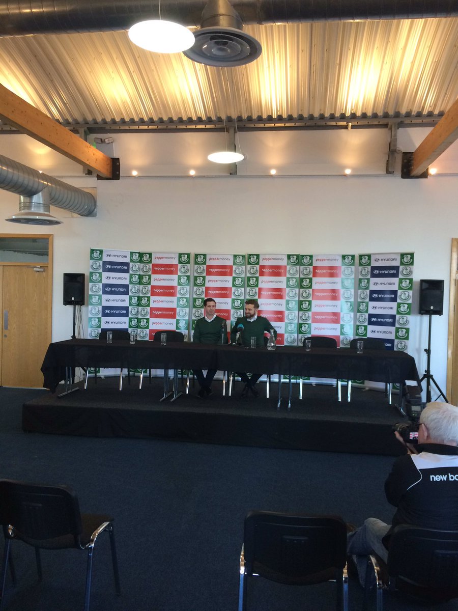 ShamrockRovers's tweet photo. Head coach Stephen Bradley &amp; Stephen McPhail chatting to the media now! #WeAreRovers https://t.co/2CEoDpsKeQ