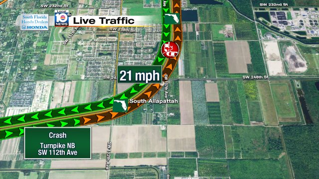Crash on Turnpike NB at SW 112th Ave #traffic https://t.co/OirDhe5TV1