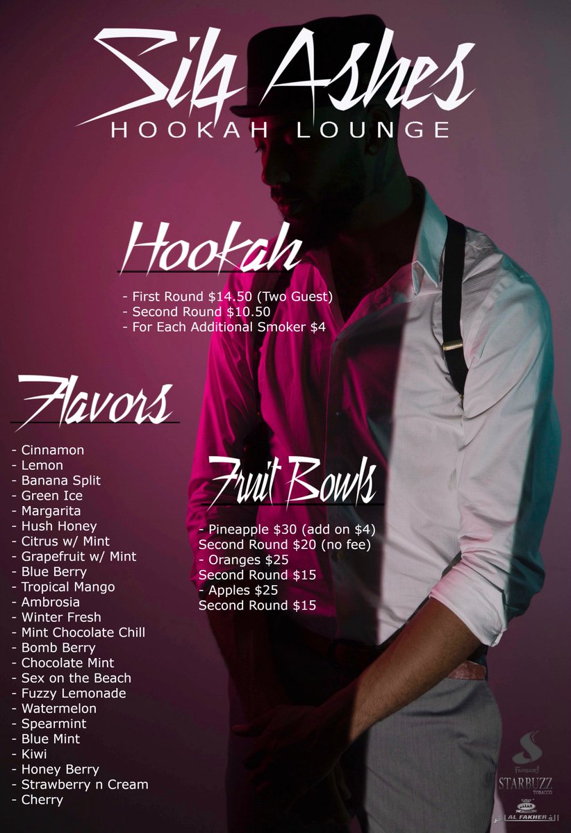 SilQAshes's tweet photo. #SilQAshes #HookahLounge #Hookah #Fumari #TeamStarBuzz #Alfakher #HappyHour #LasVegas #FreeEntry #FreeWifi https://t.co/9MCuB37PAQ