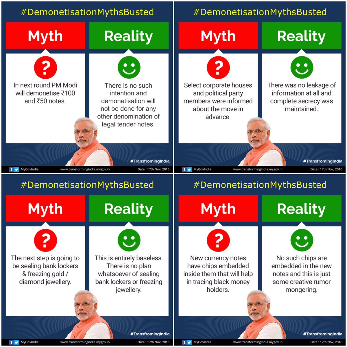 Plz RT &amp; Use the extreme power of Social media to shatter the myth around #DeMonetisation 
Thank you