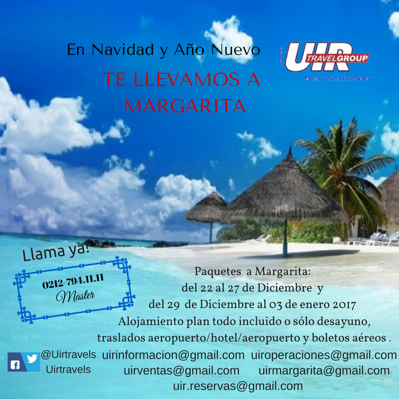 Uirtravels's tweet photo. DISFRUTA DE MARGARITA EN NAVIDAD Y AÑO NUEVO https://t.co/k46KKDnjkd @AVEMAREP @AVAVIT1 @CONSETURISMO #18Nov16 #FelizJueves #BuenosDias https://t.co/lZ24sa4OPX