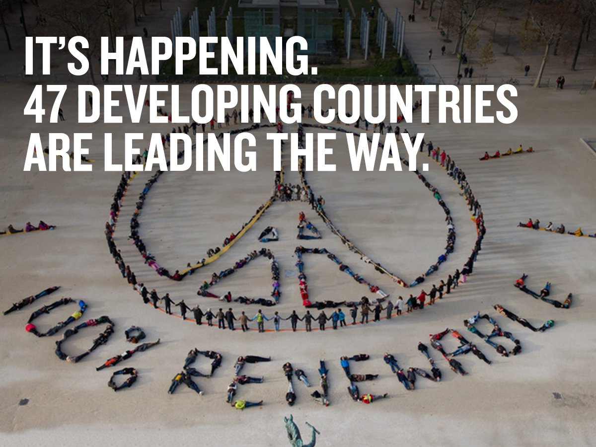 The clean energy revolution is happening. Now who's still not on board to #Go100RE  ? #COP22 #1o5c thecvf.org/marrakech-visi…