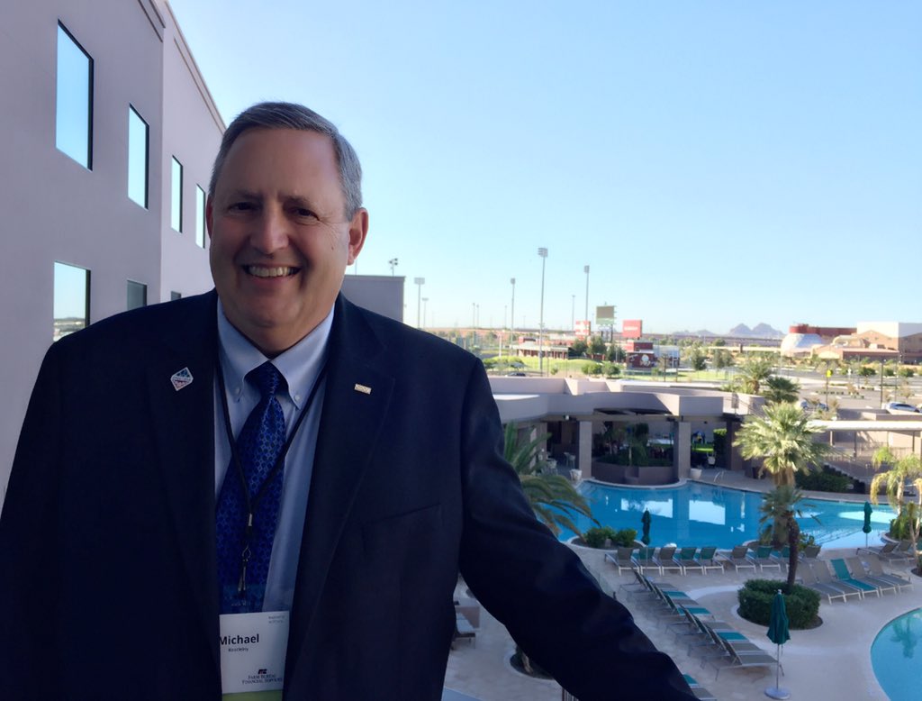 kimsferrera's tweet photo. Mike Koscielny enjoying the view of the Cubs Spring Training field. You need to come back in March!#AZIDAY16#cpcu16 https://t.co/ITBEGA5xNl