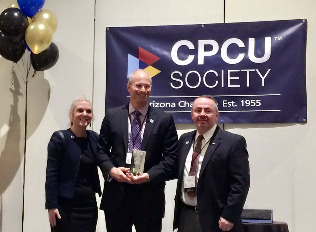 kimsferrera's tweet photo. Brett Clausen receiving the "Light the Way" award from the AZ Chapter.  Amazing accomplishment &amp; well deserved recognition. #AZIDAY16#cpcu16 https://t.co/00uDS4DXYJ