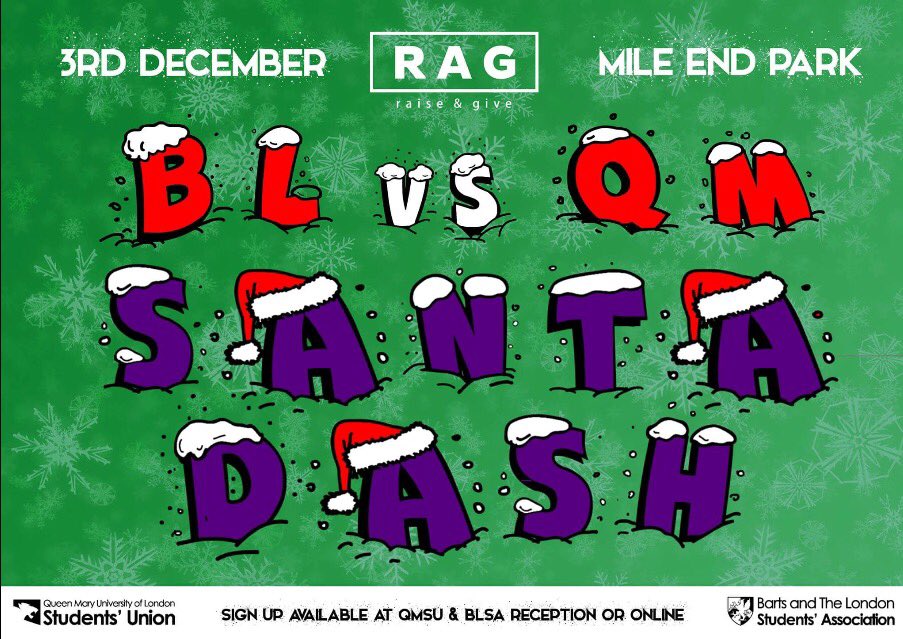 QMUL_Rag's tweet photo. 🎅🏼 QMBL RAG SANTA DASH 🎅🏼

QM &amp; BL are going head to head to raise money for our RAG charities! @QMSU @QMBLRAG 

https://t.co/IJG6z0HWW5 https://t.co/zxkNPvP3N4