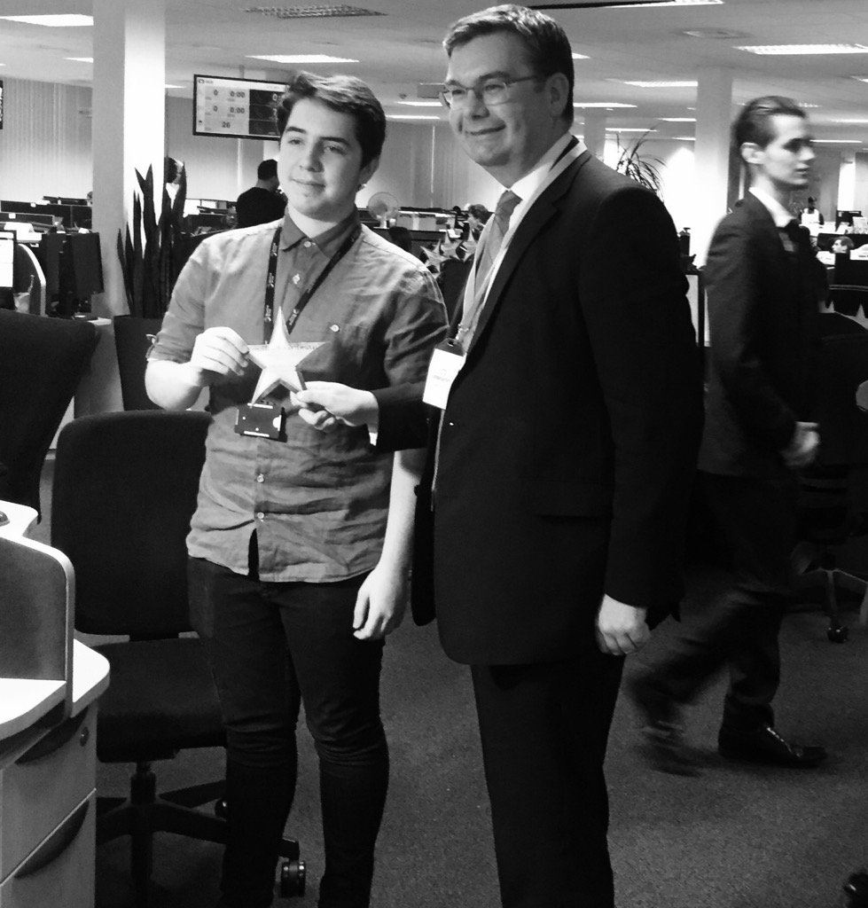 DriaMills's tweet photo. MP Iain Stewart awards our apprentice Bradley with two star awards for a recently innovative project he delivered https://t.co/VM0RxIVCez