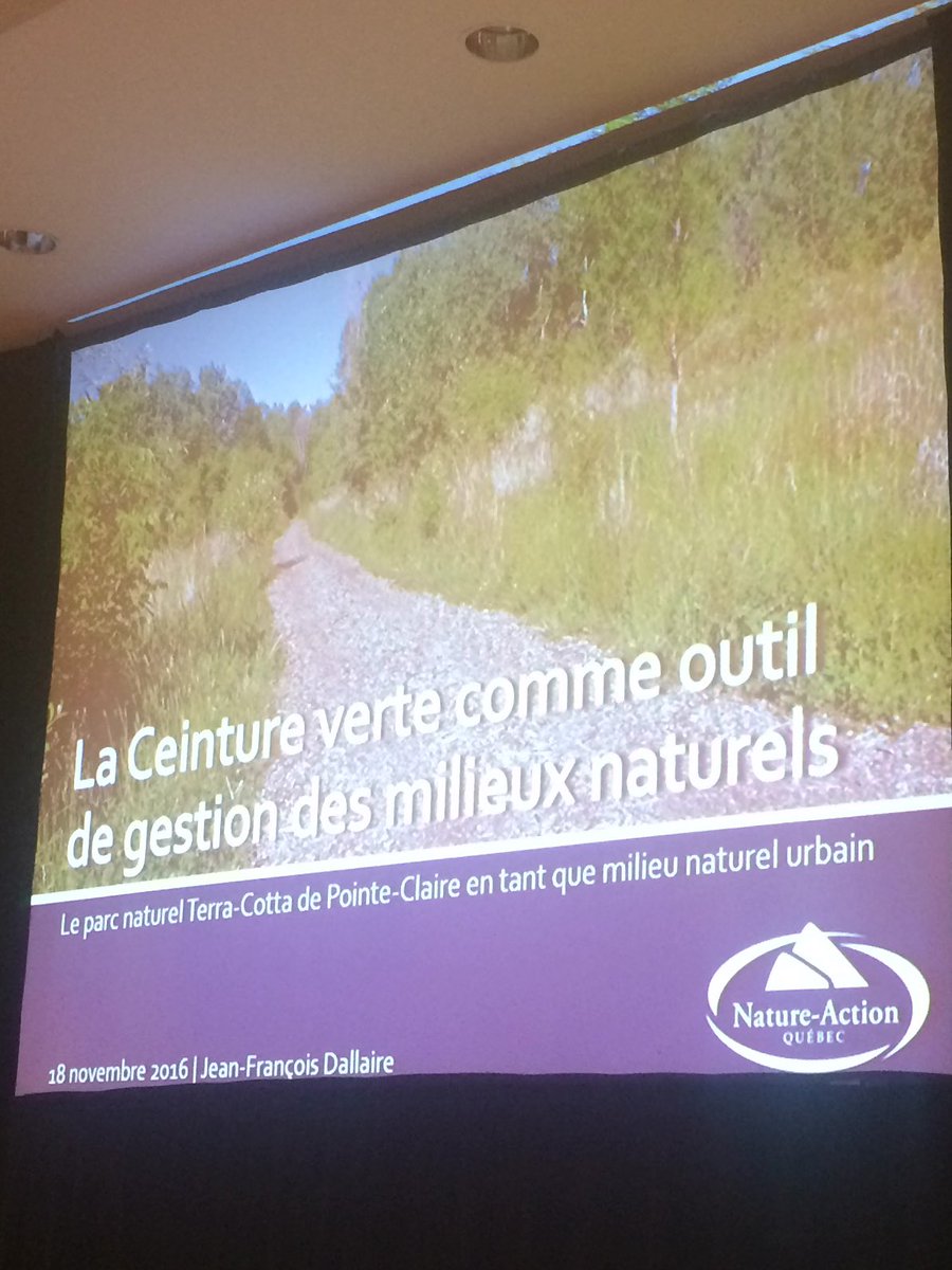 BiologistesQc's tweet photo. Présentation de @natureaction sur la @CeintureVerte de Mtl comme exemple d'outils de gestion du vivant #ABQ2016 https://t.co/6yDrU6Wwmt