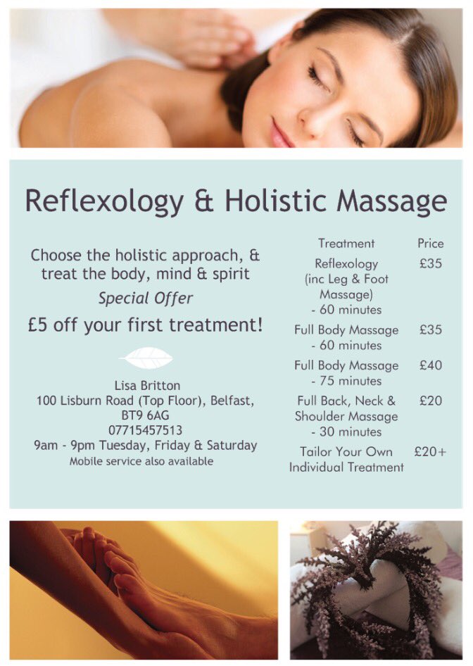 New flyers for <a href="/HolisticTherap9/">Lisa Britton</a> 💕#reflexology #massage #holistictherapy #treatyourself #relax #unwind #destress #lisburnroad #belfast