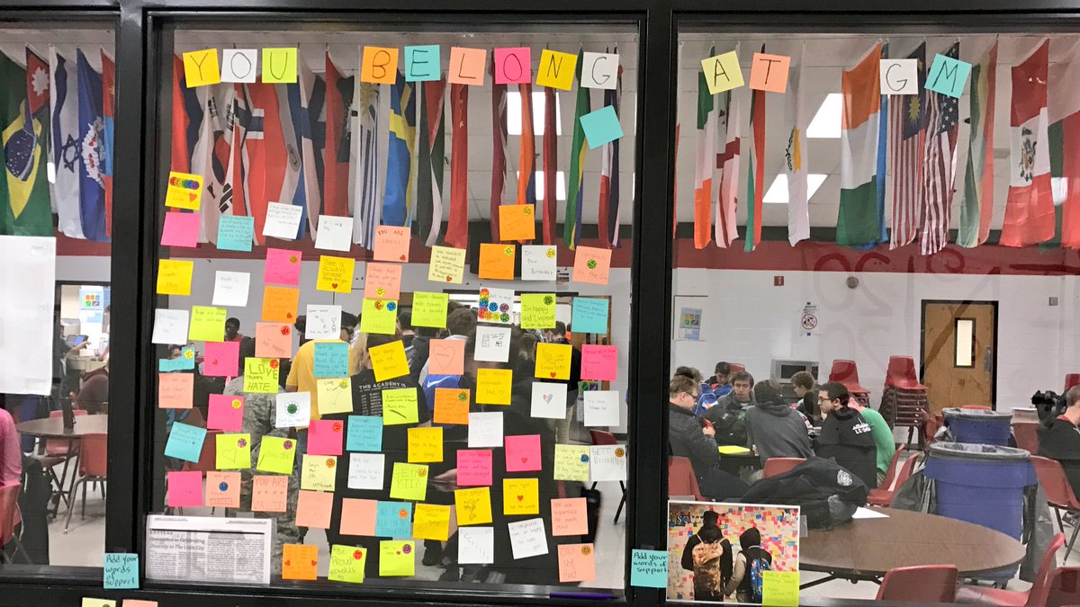 Clarkulus's tweet photo. Student messages of support and belonging at GM. GM students are amazing!! https://t.co/wQOspZlqJ2