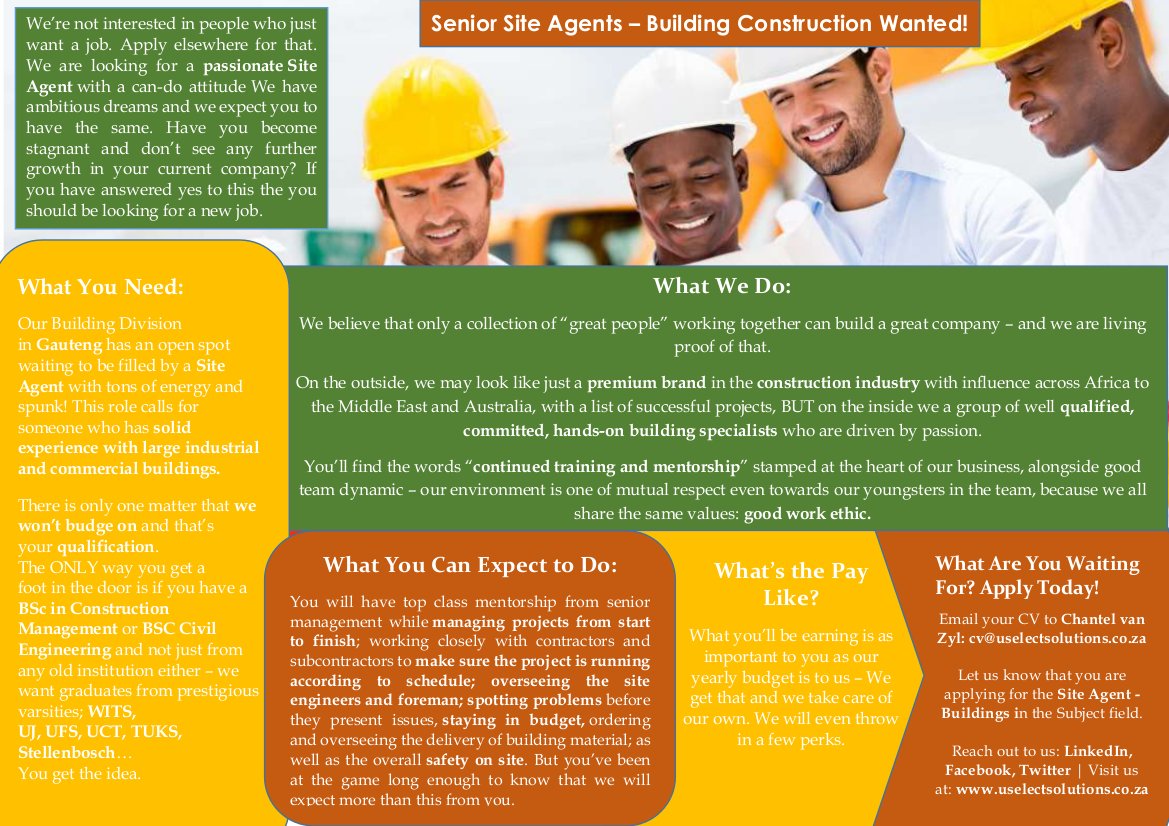 U_Select's tweet image. Building Site Agents,this is the opportunity you have been waiting for! #Siteagent #Building #Construction #opportunity
