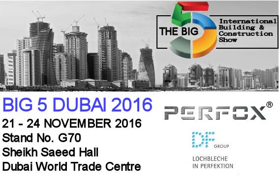 perfoxbv's tweet photo. This year the DF Group (Perfox) exhibits at the international Building and Construction show, BIG 5 in Dubai. #TheBig5 #perforatedmetals https://t.co/33kfS79ajr
