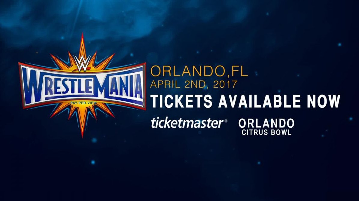 WWE's tweet photo. THE WAIT IS OVER! @WrestleMania 33 tickets are available NOW, so make sure we see YOU in Orlando, April 2, 2017! https://t.co/EQ8giKrdef https://t.co/LCfAC0sdsZ