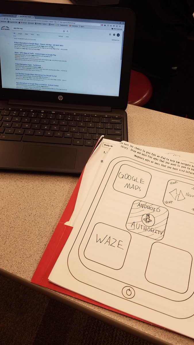 KMLuebcke3's tweet photo. Without prompting my Ss researched good navigational and library apps that might be useful to escape a library. #EscapeFromMr.Lemoncello https://t.co/4Me4uaf6CP