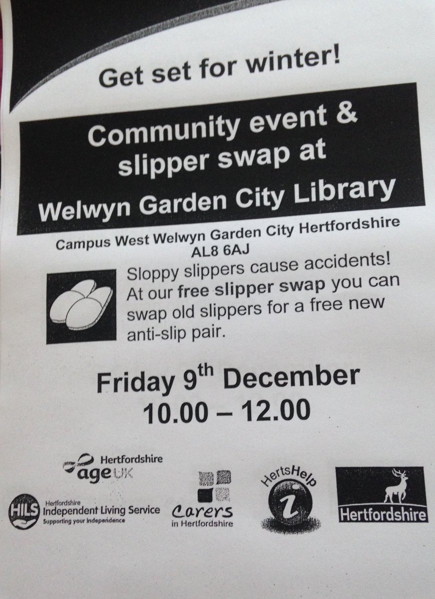 Sloppy slippers cause accidents! FREE #Slipperswap event at #WGC #library 9th December 10-12. @WHpublichealth