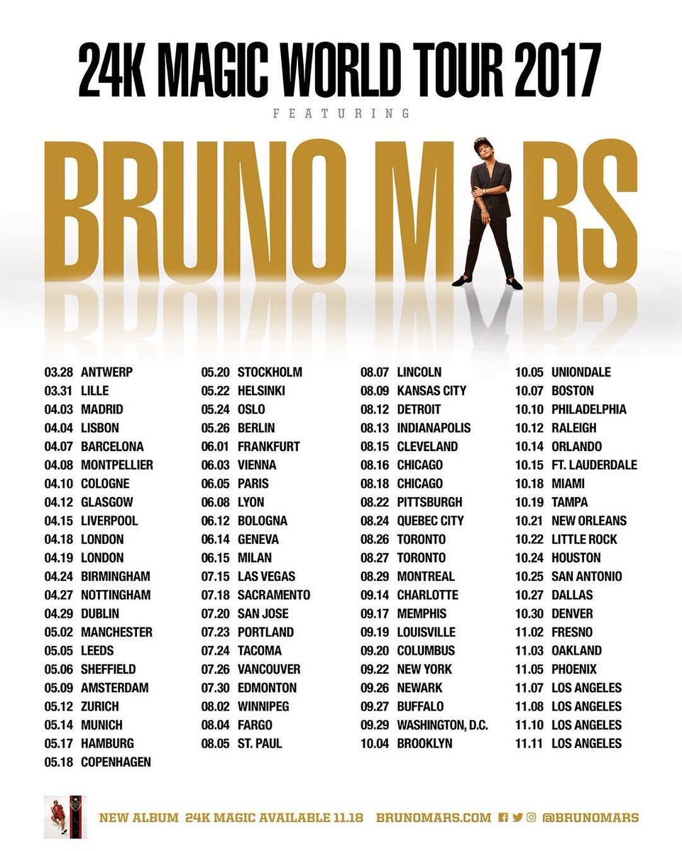 Skinnende Litteratur gear Ticketmaster on Twitter: "Where are you seeing @BrunoMars on his #2K4Magic  Tour? https://t.co/4Pnp5Id8O2 Pro tips to help you snag tickets→  https://t.co/PoqofpWn5A https://t.co/Sa9egpE3og" / Twitter