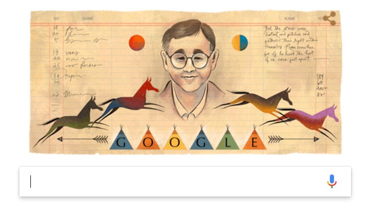 wccls's tweet image. Today&apos;s #GoogleDoole celebrates Native American novelist &amp;amp; poet James Welch (1940-2003)! catalog.wccls.org/polaris/view.a…