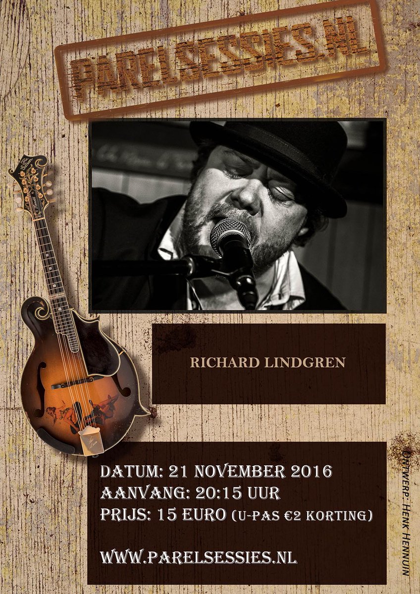 Ma 21 Nov <a href="/parelsessies/">Parelsessies</a> <a href="/parelvanzuilen/">De Parel van Zuilen</a> #RichardLindgren, groot singer-songwriter talent met band uit Zweden! Tickets: parelsessies.nl