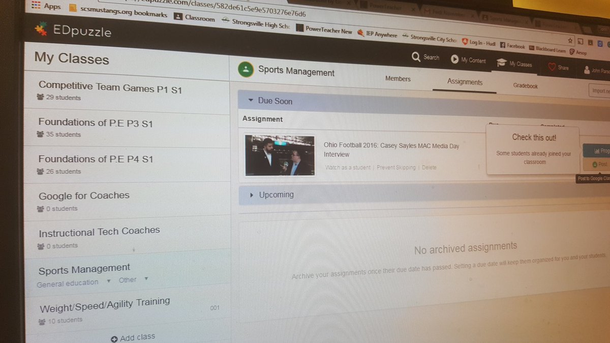 CoachParsonsCHS's tweet image. Worked with @EDpuzzle Awesome tool @SCStrongTech