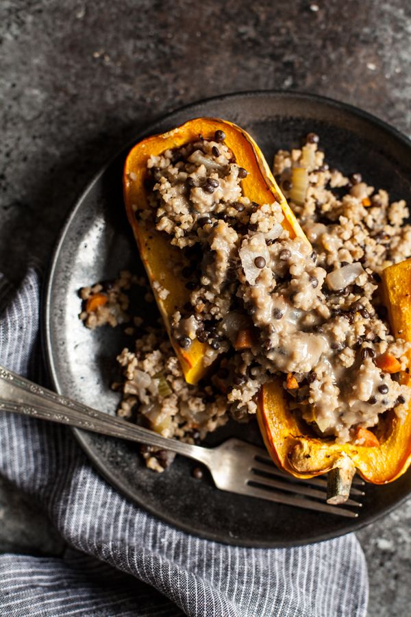 Millet &amp; Black Lentil Stuffed Delicata Squash buff.ly/2g44sLN