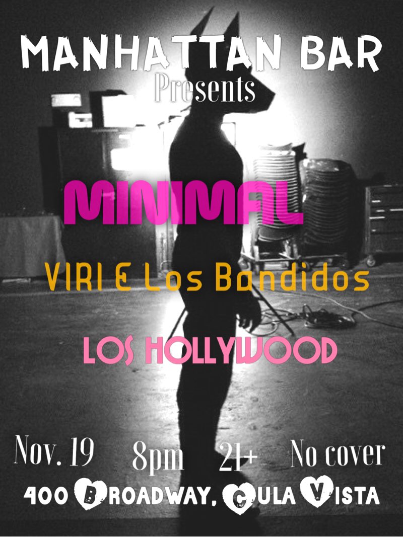 theroarr's tweet photo. Mañana estaremos en el Manhattan Bar, chula vista junto con @minimalband de miami y Los Hollywood asi que ya saben!! 🤘😊 https://t.co/Jvtkog5Zmj
