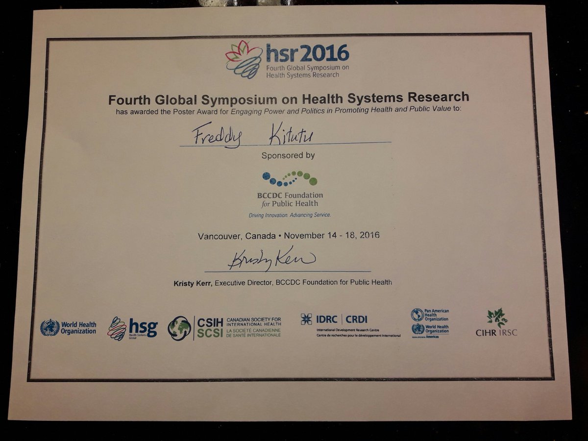 fredkitutu's tweet photo. Celebrations-best e-poster, engaging power and politics @stefanswartpet @sssalie #ev4gh16 #HSG2016 #HSR2016 @AllianceHPSR https://t.co/CsxAxoMyDU