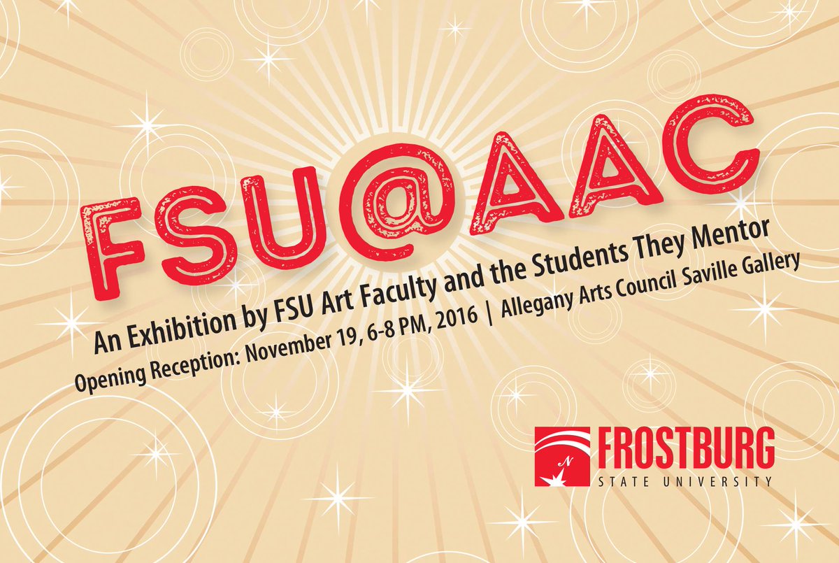 Make sure to stop by the reception for the FSU@AAC show! Saturday, November 19th 6-8PM at the Saville Gallery.