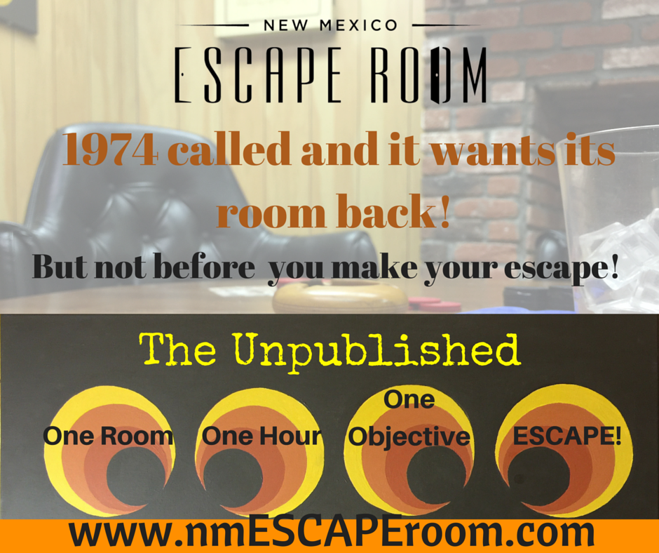NMEscapeRoom's tweet photo. Book now before it's gone forever! The Unpublished is available until December 31st 2016. #GoingGoingGone #TheUnpublished https://t.co/JOKWvbN9Bp