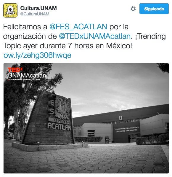 TEDxUNAMAcatlan's tweet photo. ¡Esto fue posible gracias a la gran Comunidad de la Facultad más grande de la UNAM! @FES_ACATLAN @CulturaUNAM https://t.co/Wuwb8XgG9p