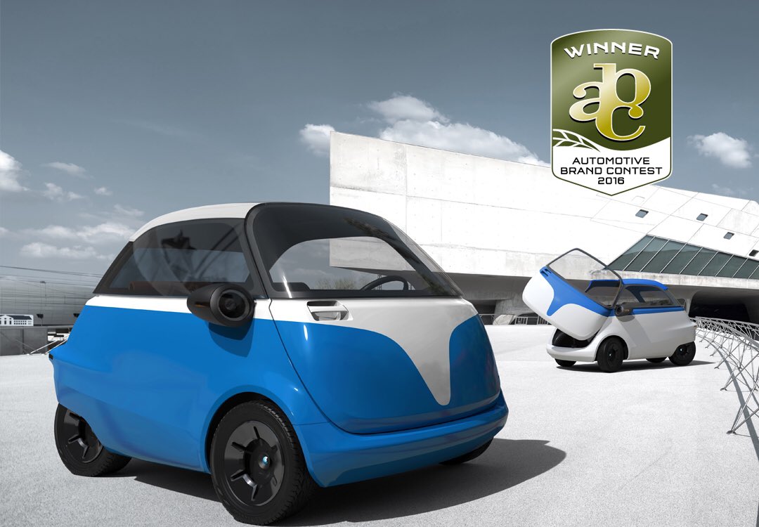 MicrolinoWorld's tweet photo. The #Microlino won the ABC Brand Contest, the only independent #design contest worldwide! #urbanmobility #electriccar #ElectricVehicle https://t.co/FU7BsrvgOd