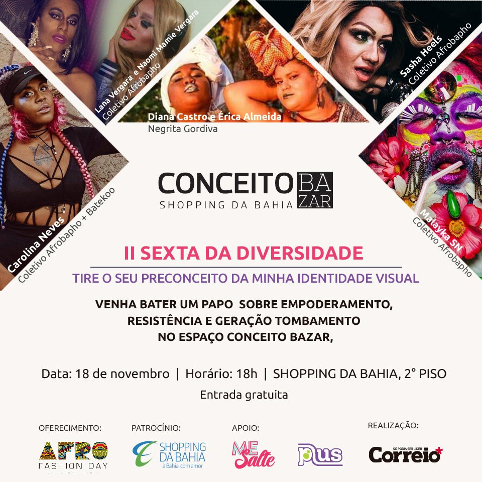 correio24horas's tweet photo. É hoje! A 2ª edição da Sexta Diversidade acontece na loja Espaço Conceito Bazar, às 18h. Bora? #SextaDaDiversidade #MeSalte #RevistaPLUS https://t.co/83uRBrlwn5