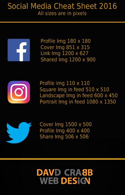 davidcrabbweb's tweet image. Make your businesses social media pages look much more professional by following this guide on image sizes. #socialmedia #business