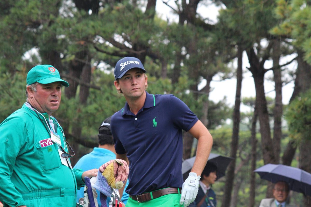 SrixonGolf's tweet photo. .@SmylieKaufman10 looks determined to win the Dunlop Phoenix Open in Japan! Smylie is at the top of the leaderboard heading into the weekend https://t.co/DMkhTbPkNi