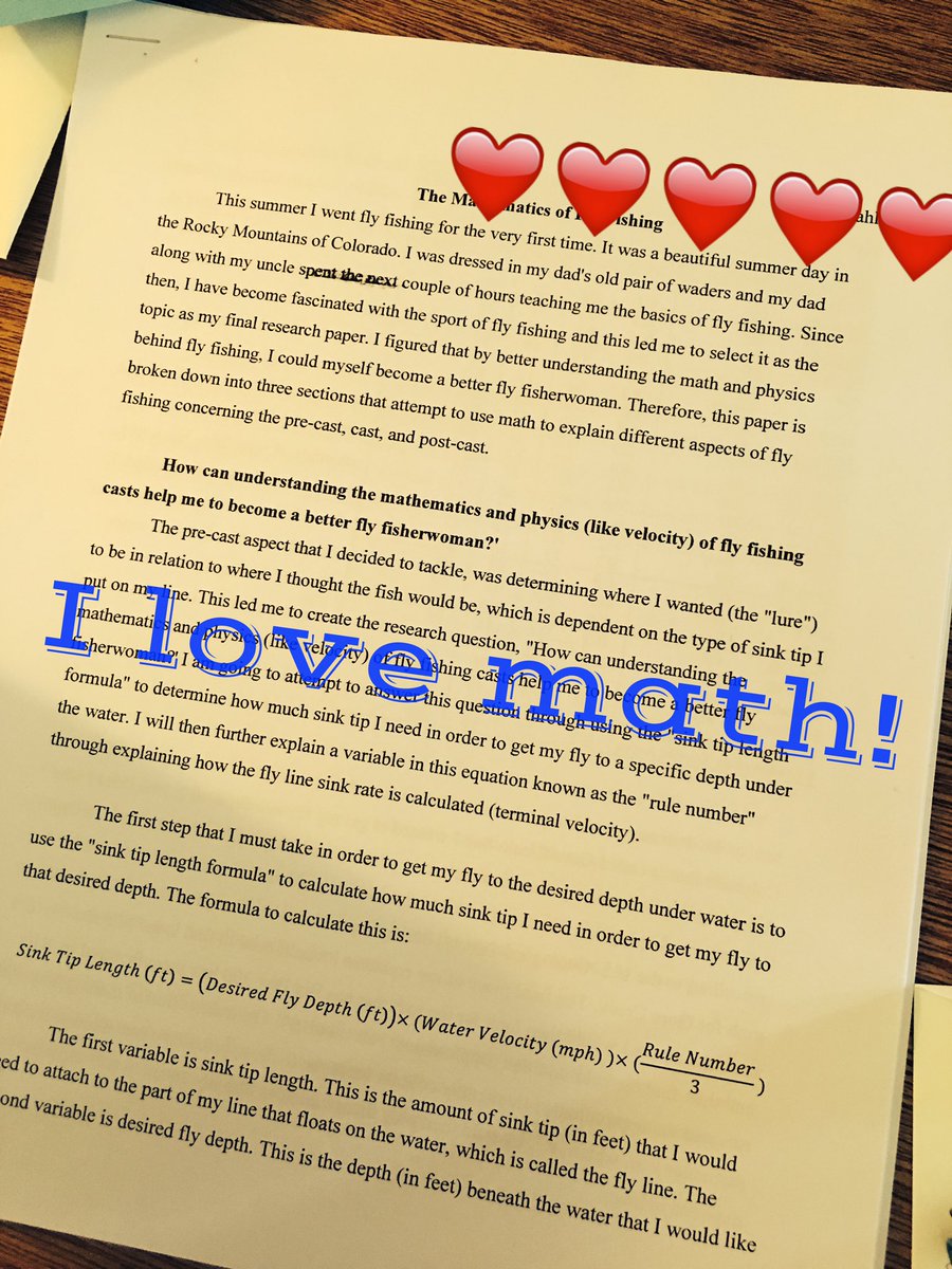 emilymccarren's tweet image. Inspired to read student&apos;s a-ha moments in her math paper about fly fishing. #mathchat #passiondrivenlearning