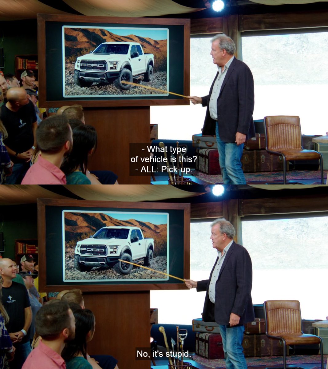 PinkSpeedBlog's tweet photo. Basically the argument I have been having since I met my AMERICAN husband #TheGrandTour @thegrandtour @JeremyClarkson https://t.co/XnWsDKd2TO