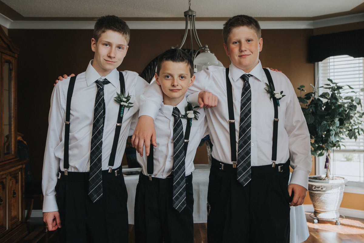 3 young #groomsmen! Ready to stand at the #weddingalter and become #brothers. #yyc #bridalparty