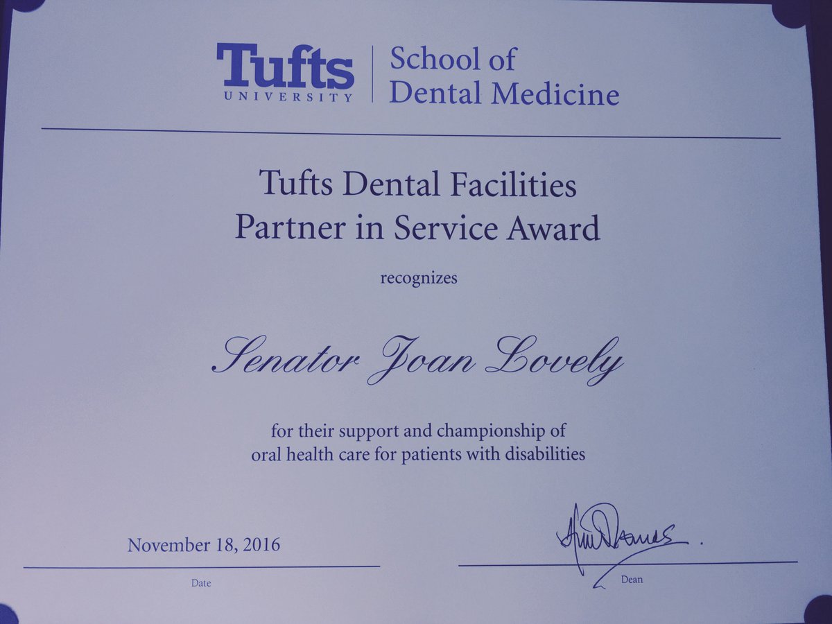 SenJoanLovely's tweet photo. Honored to have received the #PartnerinService award today @TuftsDental Facilities #40thAnniversary Awards Luncheon! https://t.co/hR2iWwTIQt