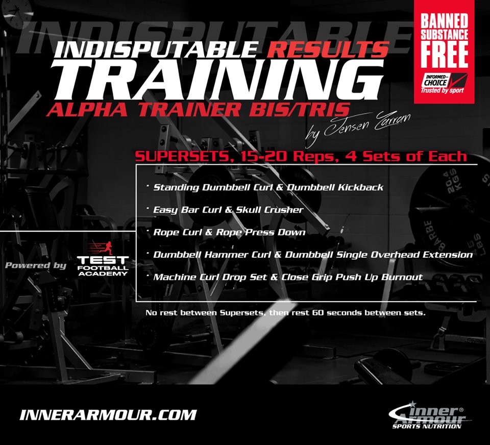 nutrtinclub's tweet photo. Blasting your #arms today? Try this #superset routine from @InnerArmour athlete #JensenLeviZarran! #InnerArmy https://t.co/V5GMO3nyuy