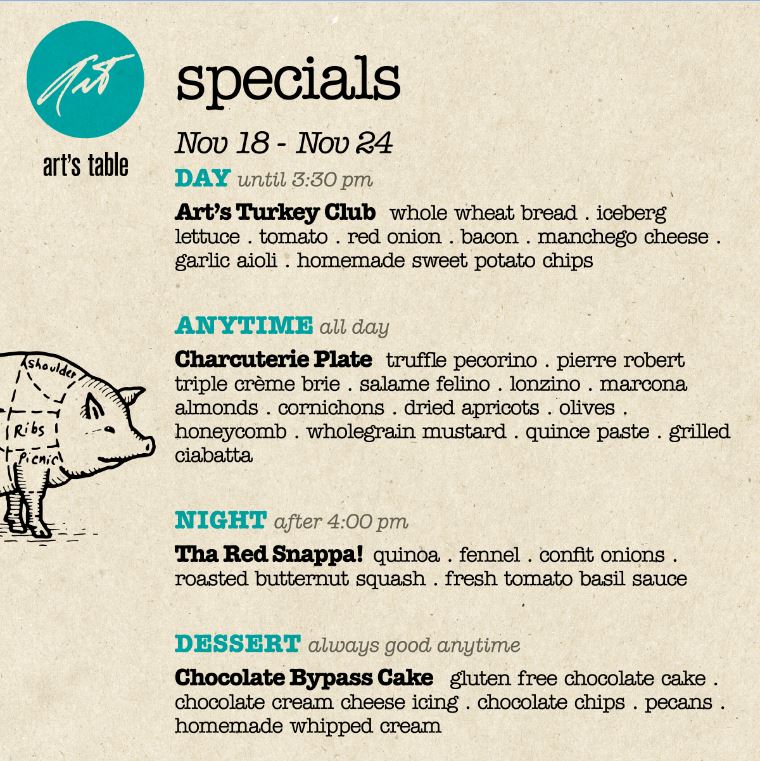 artstablesm's tweet photo. Specials of the week or until the seasonal bounty lasts. #FallFlavors #SeasonalSpecials #SantaMonica #ArtsTableSM https://t.co/Jzyv7FA49O