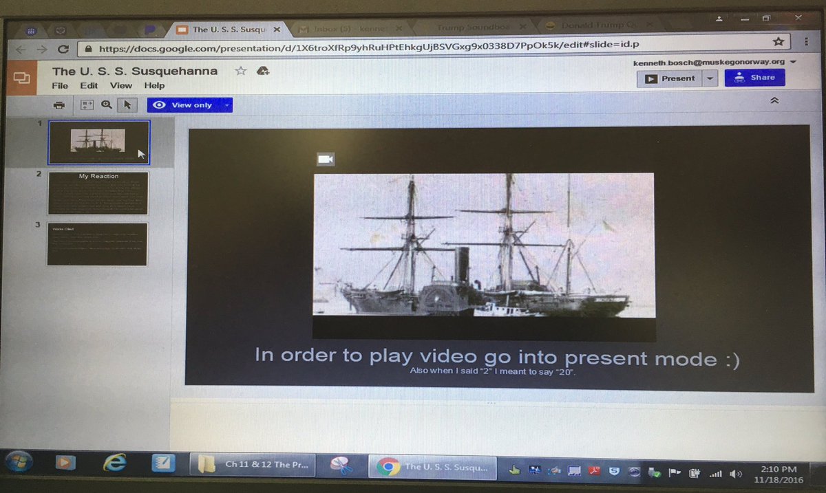kennybosch's tweet photo. World Hist S drawing of U.S.S. Susquehanna w/QR code to @YouTube video, also on GSlides, posted @edmodo #sstlap #tlap #edtech #StackYourTech https://t.co/rfkVnIX3G0