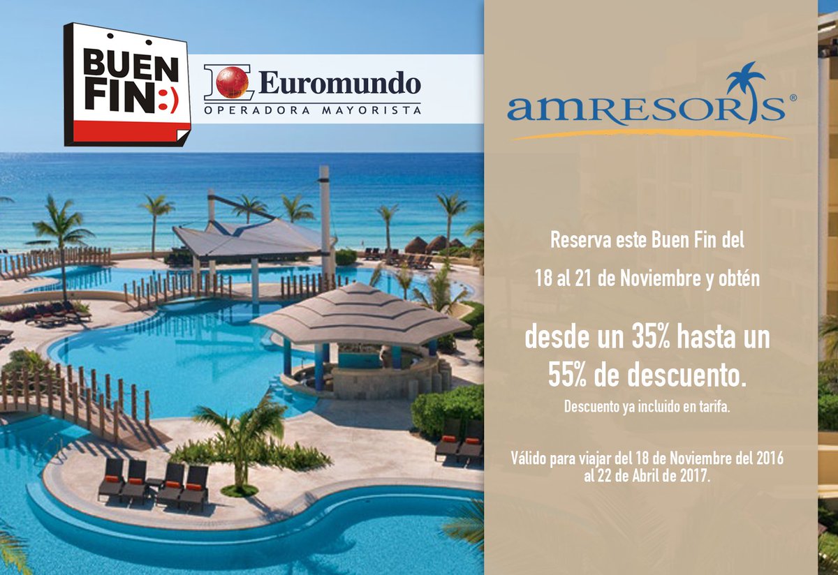 Comienza el #BuenFin y ¿te quieres ir de vacaciones? #PreguntaATuAgenteFavorito y hospédate en Hoteles AmResorts. ;)