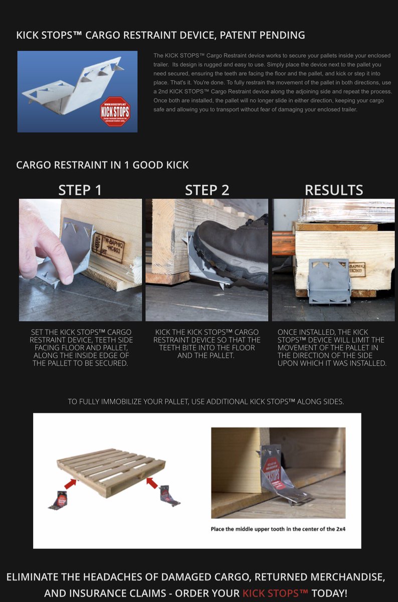 TrumontSupply's tweet photo. Kick Stops Cargo Restraint Device works to secure your pallets inside your enclosed trailer.  It's design is rugged and easy to use. https://t.co/v8T1Qp0u8T