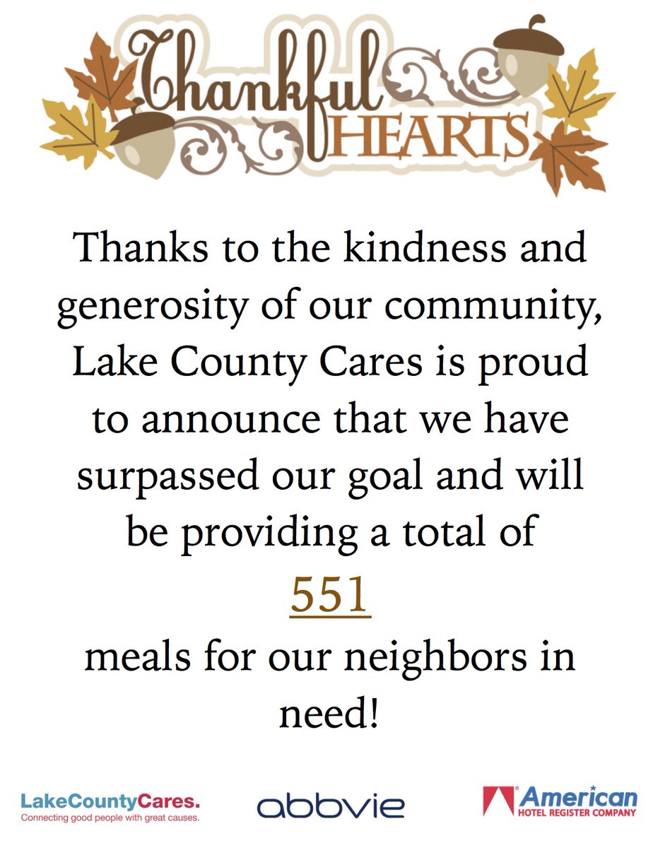 Thankful for the generosity of our community and sponsors for helping us surpass our goal of 500 meals. <a href="/abbvie/">AbbVie</a> <a href="/americanhotelhq/">American Hotel</a>
