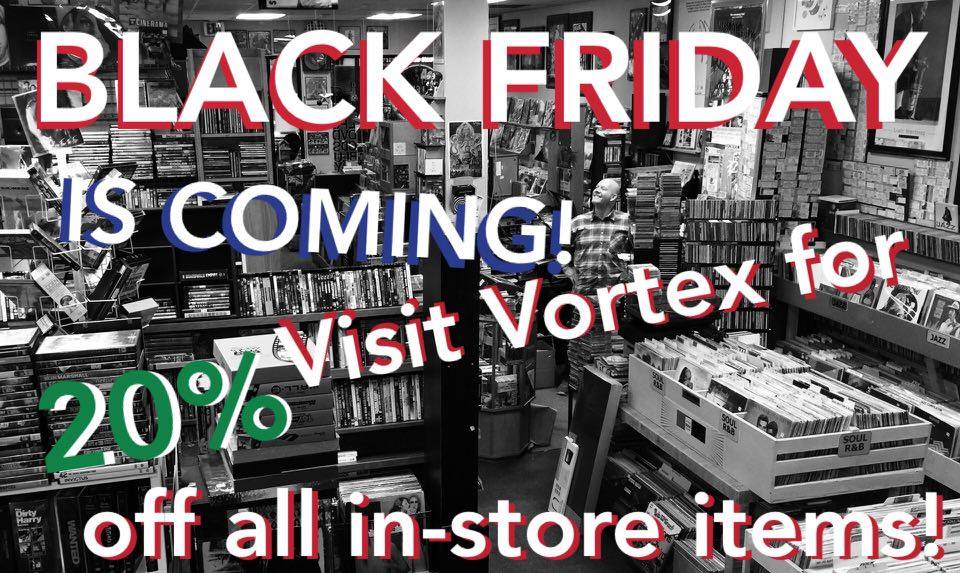 Come by next week for #RSD deals and 20% all in-store materials! #vortexplays #everythingmustgo
