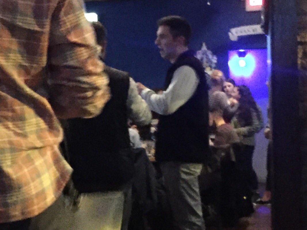 HurtRunner2's tweet photo. Apparently the dress code at this bar is long sleeve white t-shirt, black vest and jeans. #3sofar https://t.co/553oPiFHtm